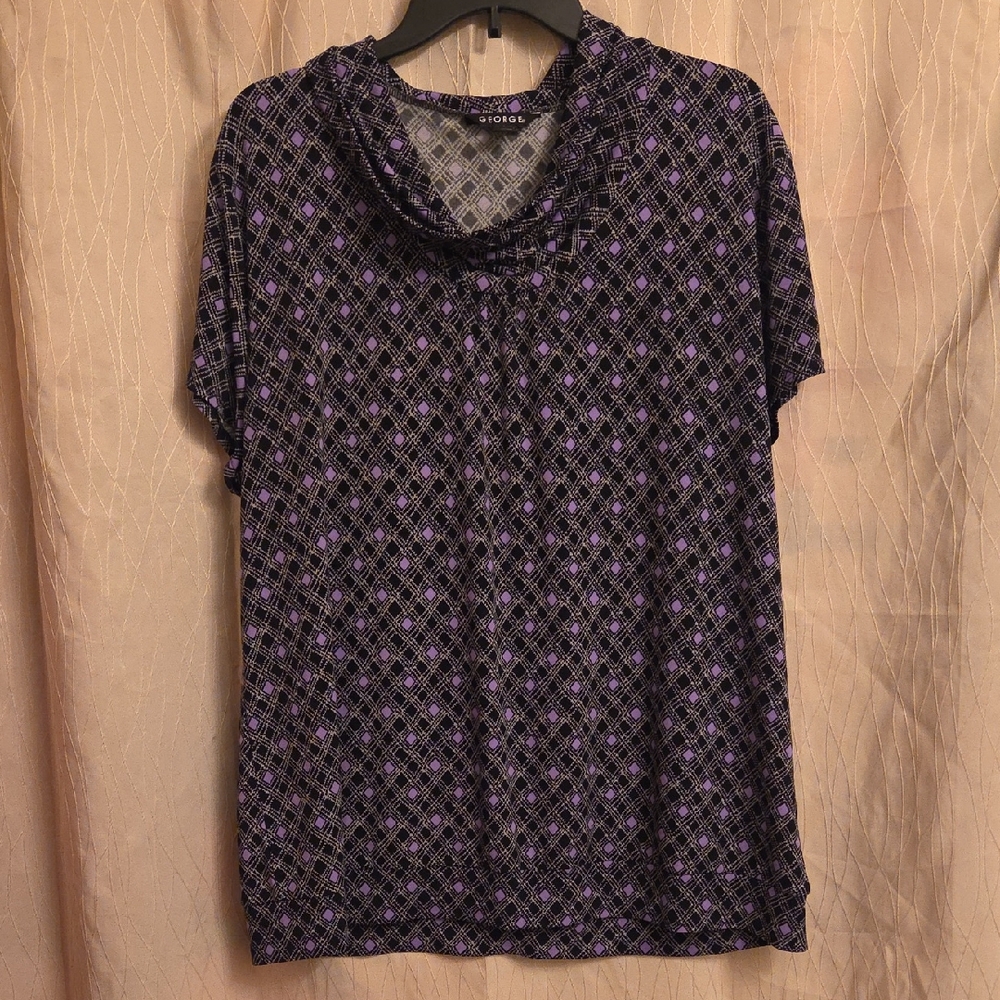George‎ Black and Purple Patterned Blouse